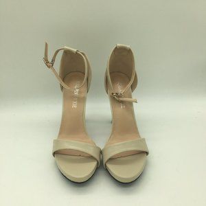 Beige Women Ankle Strap Platfrom Sandals Open Toe High Heels Pumps